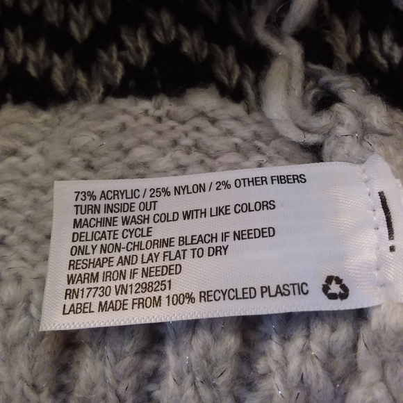 Universal Threads Grey Bulkie Turtleneck Sweater with Black Stripes - Picture 11 of 12